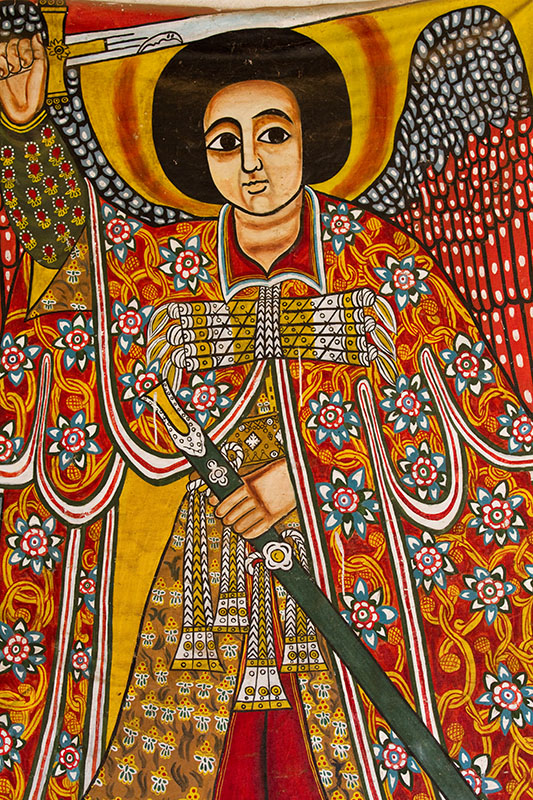 169   Gabriel the messenger from God. Wall painting in the St. Gabriel church of Kulubi a important pelgrims place. Ethiopia